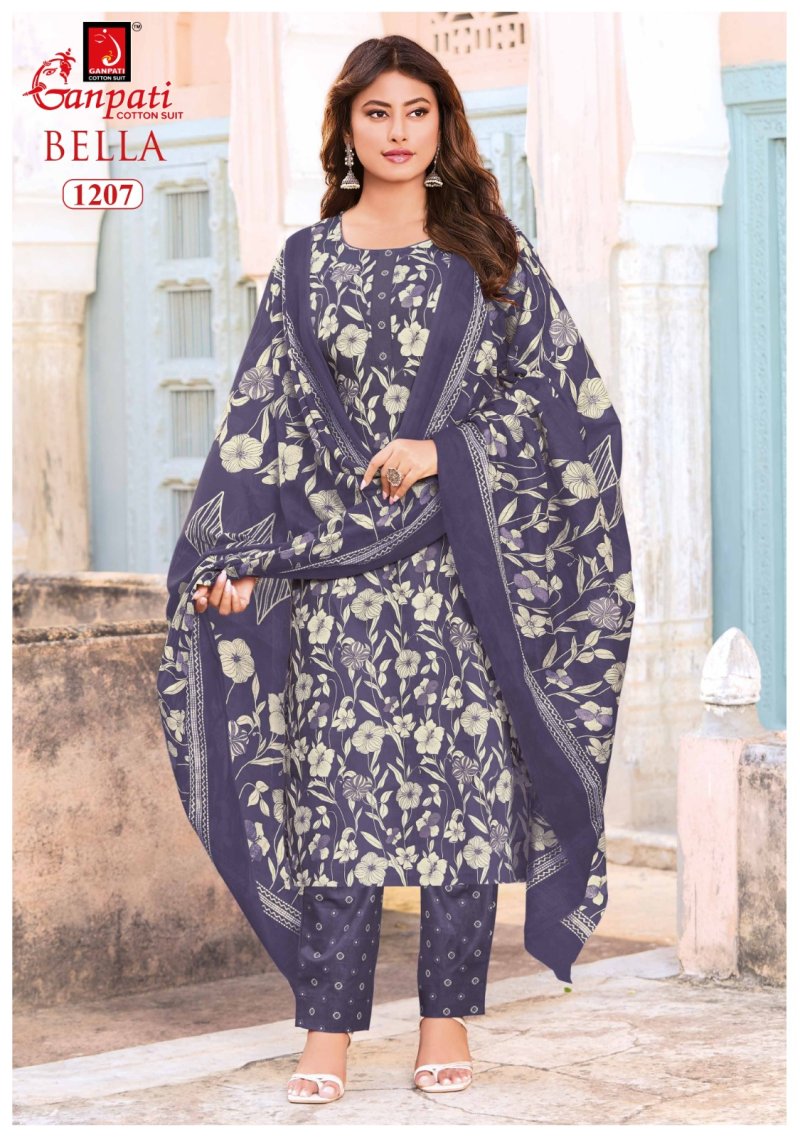 Bella Pant Vol 12 By Ganpati Printed Cotton Dress Material 